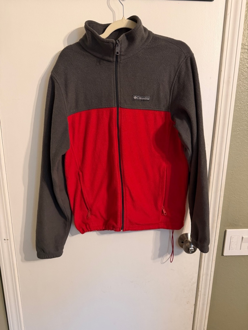 Columbia Gray and Red Zip-Up Fleece Jacket